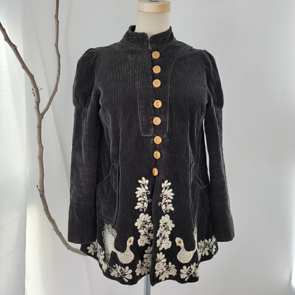 RARE anthropologie elevenses peacock corduroy